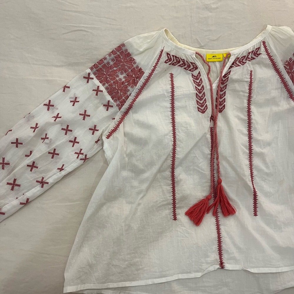 Roller Rabbit Top with Pink Embroidery